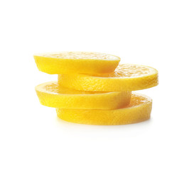 Fototapeta na wymiar Lemon slices on white background