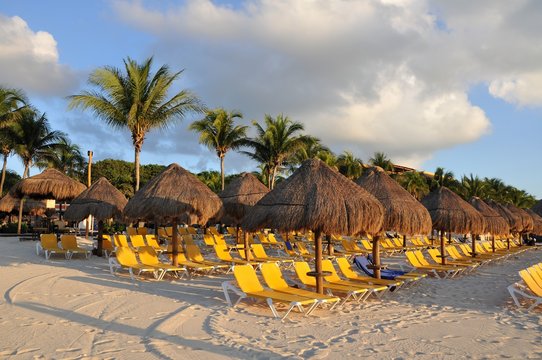 Morning beach. Morning beach of the resort coast..
