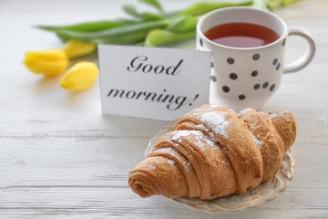 Composition with tasty breakfast and 