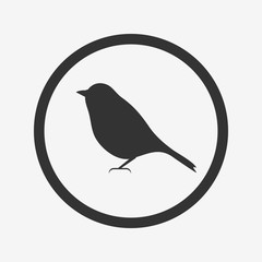 Bird icon, black isolated on grey background, vector illustration.