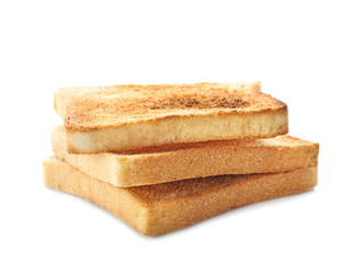 Toasted bread on white background