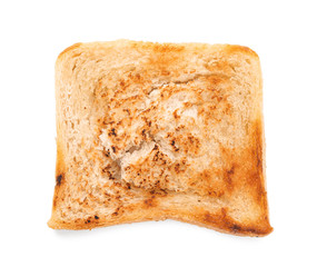 Toasted bread on white background