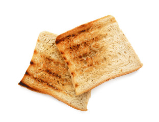 Toasted bread on white background