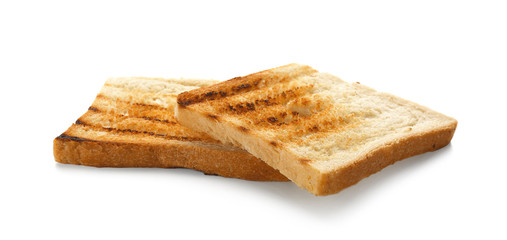 Toasted bread on white background