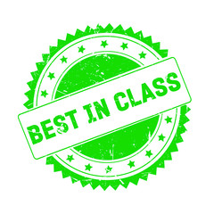 Best In Class green grunge stamp isolated