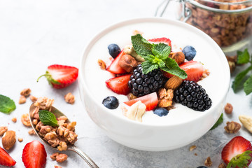 Greek yogurt granola and berry mix.