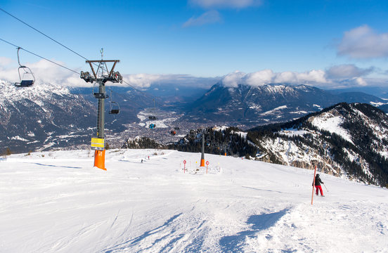 Skipisten im Skigebiet von Garmisch-Partenkirchen