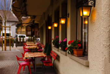 street cafe in the evening