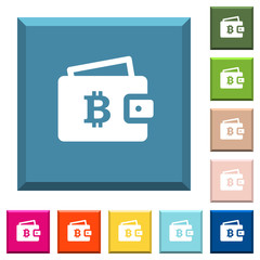 Bitcoin wallet white icons on edged square buttons