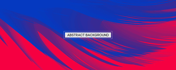 Abstract Design Blue Feather on Red Background | Wide Angle Vector Illustration
