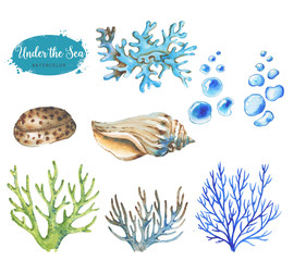Set of marine objects