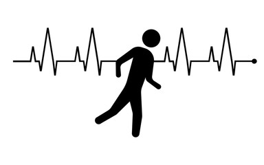Running man and heartbeat icon. Vector illustration.