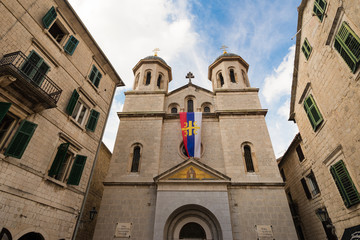 Fototapeta na wymiar Saint Nicholas Church in Kotor old town in Kotor, Montenegro
