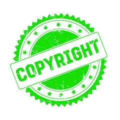 Copyright green grunge stamp isolated