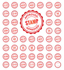 Rubber Stamps, Badge, Placard, Notice, Seal, Message, Alert - Icon Pack- Illustration. Stamps Set.