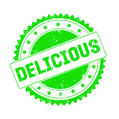 Delicious green grunge stamp isolated