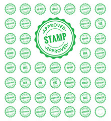 Rubber Stamps, Badge, Placard, Notice, Seal, Message, Alert - Icon Pack- Illustration. Stamps Set.