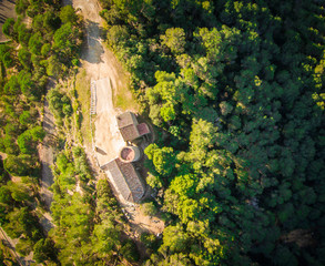 Aerial view of a chapel in Blanes, located in Catalonia,.