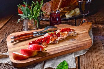 fried duck breast with cranberries