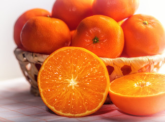 tangerines close up in basket