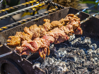 Shish kebab on skewers