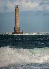 Fototapeta premium Phare du cap de la Hague, Normandy France on a stormy day in summer