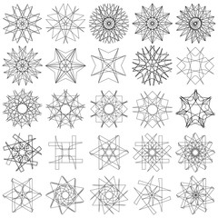 Geometric set stars and flowers for gifts and holidays pattern vector EPS10