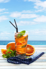 Orange lemonade with mint.