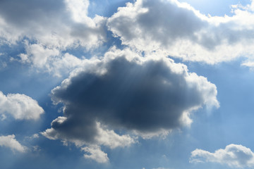 青空と雲「空想・雲のモンスターたち」栄光を信じる、輝きに満ちた世界、未来を暗示するなどのイメージ・雲などにキャッチコピースペース