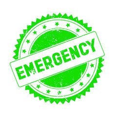 Emergency green grunge stamp isolated