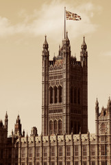 Fototapeta premium London, United Kingdom - Palace of Westminster (Houses of Parliament) with Big Ben clock tower.