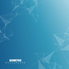 Geometric abstract background with connected line and dots. Structure molecule and communication. Big Data Visualization. Medical, technology, science background. Vector illustration.