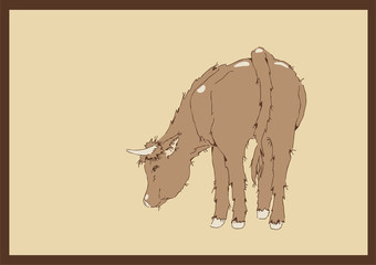 Illustration einer grasenden Kuh