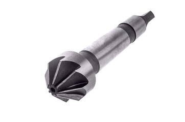 Conical countersink on white background isolated close-up