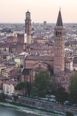 Obraz premium Beautiful sunset aerial view of Verona, Veneto region, Italy.