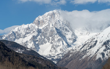 Fototapeta na wymiar Mont Blanc de Courmayeur. Massive south-east face of the mountain