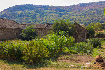 Solitary houses in the mountains of the natural park of ordesa huesca, spain