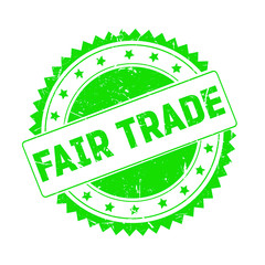Fair Trade green grunge stamp isolated