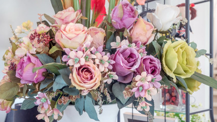 colorful of the plastic flowers