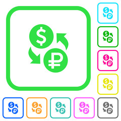 Dollar Ruble money exchange vivid colored flat icons
