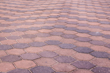 Abstract violet hexagon brick pavement pattern. 