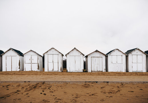 White bathing beach houses