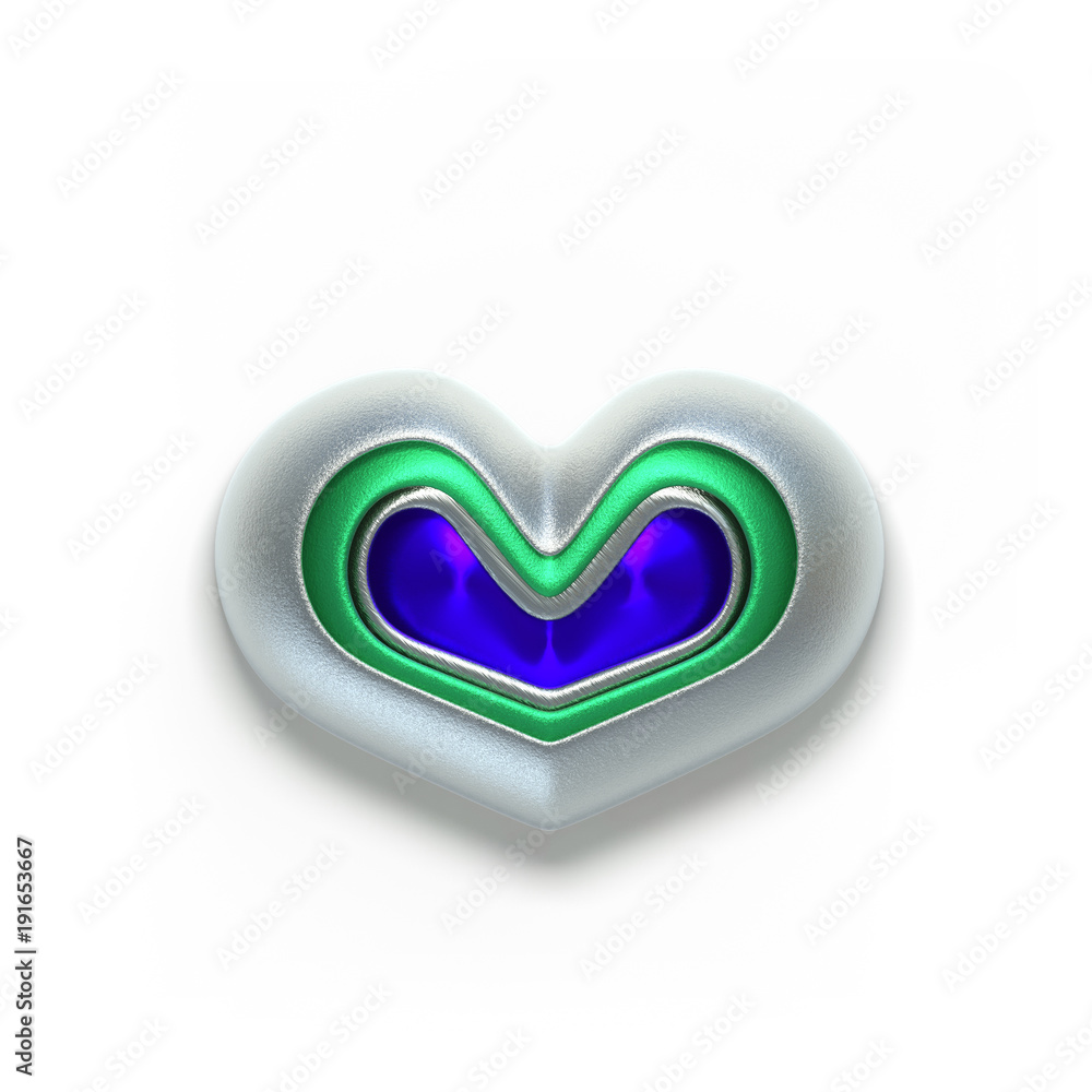 Fototapete set of valentines hearts allows create own unique scenes. 3d rendering. top view isolated on white b