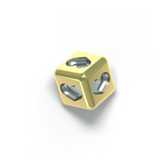 Set of valentines hearts allows create own unique scenes. 3d rendering. Top view isolated on white background. Detailed silver, gold, metallic surface materials. .Bright shiny colors. Cube with heart.