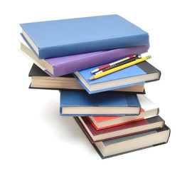 A pile of class books