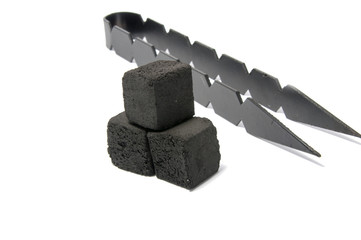 coal tonges isolated on the white