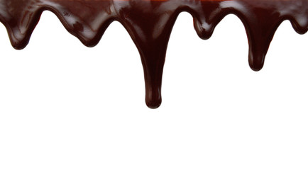 Chocolate drop on white background