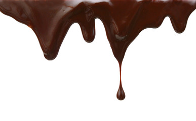 Chocolate drop on white background