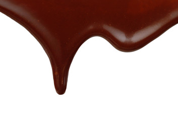 Chocolate drop on white background