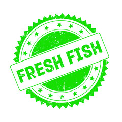 Fresh Fish green grunge stamp isolated